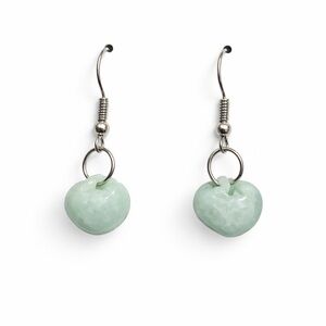 Sterling Silver Jadeite Jade Burmese Jade Apple Dangle Earrings New